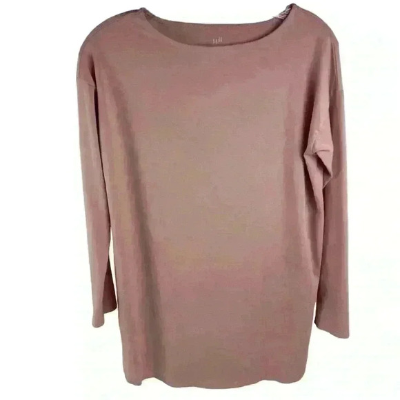J Jill Luxe Supima Tunic Top XS Pink Solid Drop Shoulder Boat Neck Tee Womens - Picture 1 of 8